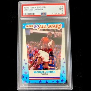 1989 Michael Jordan fleer sticker #3 NV 7